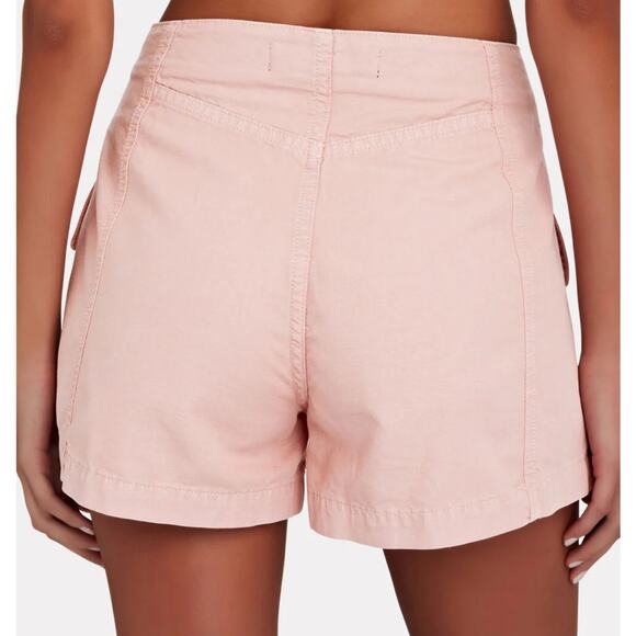 Veronica Beard Robbie Button-Front Canvas Cotton Rosewood Pink Shorts Size 24 - Picture 3 of 8